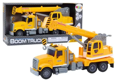 Lean Toys, dźwig, interaktywny pojazd z napędem frykcyjnym, żółty