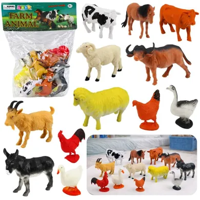 Lean Toys, Farma, zwierzęta gospodarskie, zestaw figurek, 12 szt.