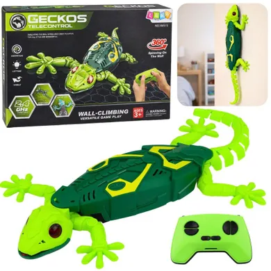 Lean Toys, gekon jaszczurka chodząca po ścianie 360°, zdalnie sterowana, zielona