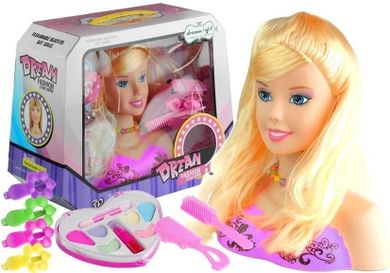 Lean Toys, głowa do stylizacji włosów i makijażu, zestaw z akcesoriami