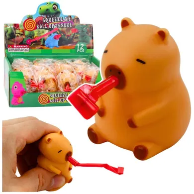 Lean Toys, gniotek z trąbką piszczałką, kapibara, 7 cm