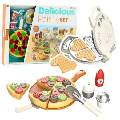 Lean Toys, gofrownica z zestawem do pizzy, przekąski imprezowe, 23 elementy