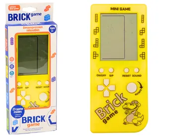 Lean Toys, gra elektroniczna konsola tetris brick game, 23 poziomy żółta