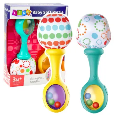 Lean Toys, grzechotka z miękką piłeczką, żółta i zielona 2 szt.