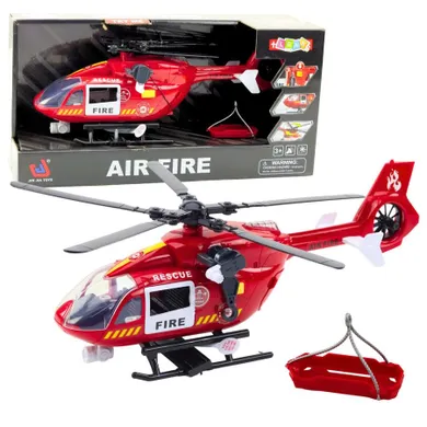 Lean Toys, helikopter, pojazd straży pożarnej z hakiem i noszami, 1:12