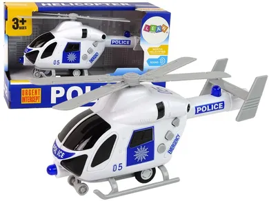 Lean Toys, helikopter policyjny, pojazd interkatywny, biały