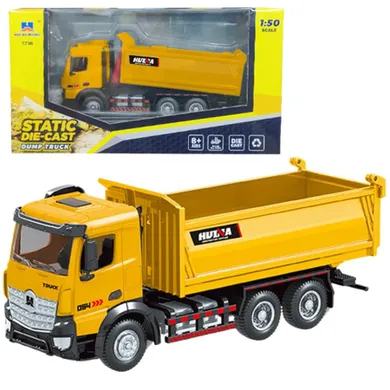 Lean Toys, Huina, wywrotka, pojazd ciężarowy, żółta, 1:50