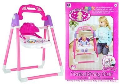 Lean Toys, Huśtawka z pozytywką, krzesełko do karmienia lalek