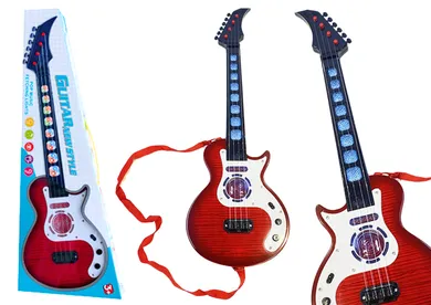 Lean Toys, interaktywna gitara elektryczna, czerwona