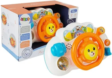 Lean Toys, interaktywna kierownica edukacyjna dla niemowlaka, pomarańczowa