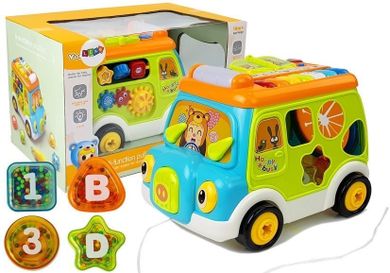 Lean Toys, interaktywny autobus, sorter, zabawka niemowlęca