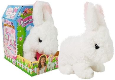 Lean Toys, interaktywny królik, biały, ruchome uszy dźwięk