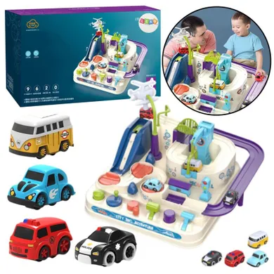 Lean Toys, interaktywny parking z torem przeszkód, zestaw z autkami