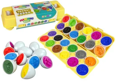 Lean Toys, Jajka, sorter kształtów i kolorów, 12 elementów