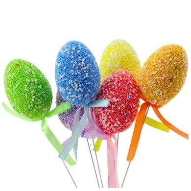 Lean Toys, jajka wielkanocne na druciku, 6 szt.