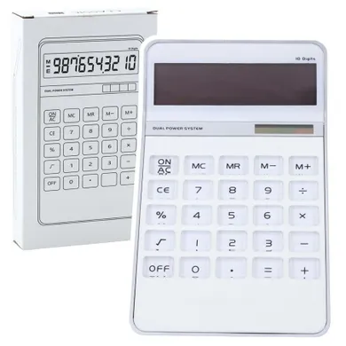 Lean Toys, kalkulator biurowy, 10-cyfrowy, biały