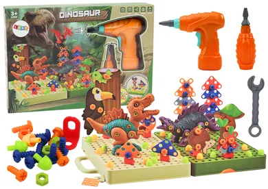 Lean Toys, klocki do skręcania z wiertarką, Dino