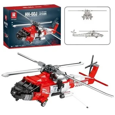 Lean Toys, klocki konstrukcyjne, helikopter ratunkowy, 1137 elementów