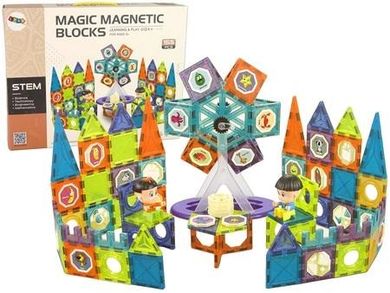 Lean Toys, klocki magnetyczne 3D, 155 elementów