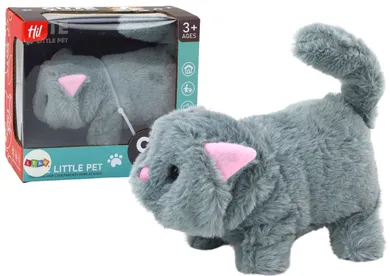 Lean Toys, kotek siwy, maskotka interaktywna, 16 cm