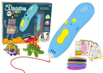Lean Toys, kreatywny długopis 3D, drukarka + szablony, niebieski