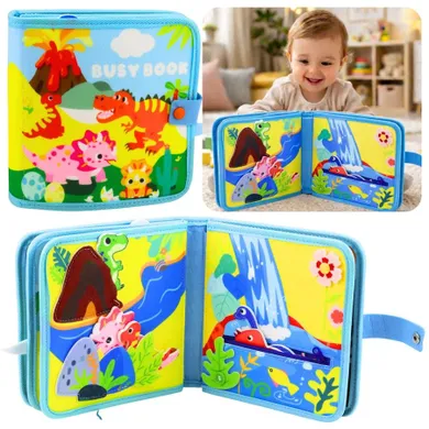 Lean Toys, książeczka sensoryczna 3D, filcowa, dinozaury
