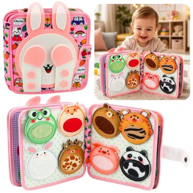 Lean Toys, książeczka sensoryczna 3D, filcowa, króliczek