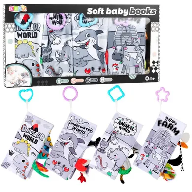 Lean Toys, książeczki miękkie sensoryczne dla malucha, 4 szt.