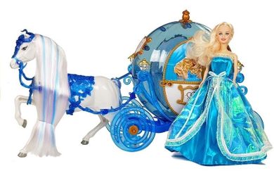Lean Toys, Księżniczka, lalka w karocy, zestaw z akcesoriami, niebieska