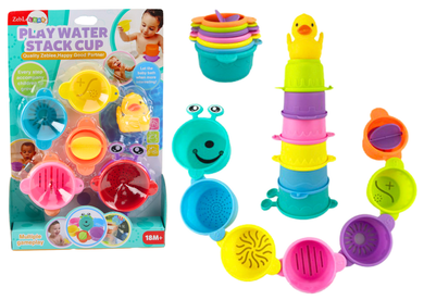 Lean Toys, kubeczki do kąpieli, zestaw z kaczuszką, 8 elementów