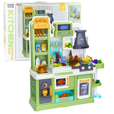 Lean Toys, kuchnia z akcesoriami, interaktywna, zielona, 64 elementy