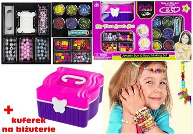 Lean Toys, Kuferek z koralikami do bransoletek, duży zestaw