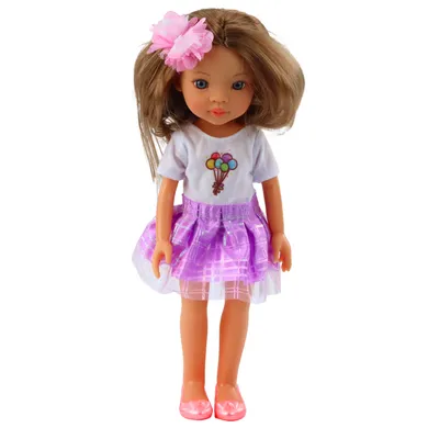 Lean Toys, lalka w fioletowej sukience, 32 cm