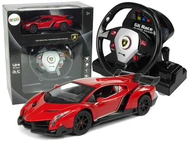 Lean Toys, Lamborghini, pojazd zdalnie sterowany, 1:24, czerwony