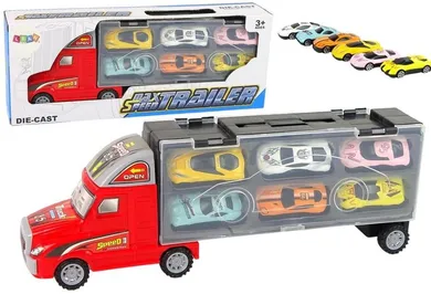 Lean Toys, laweta, transporter samochodzików z resorakami, 6 szt.
