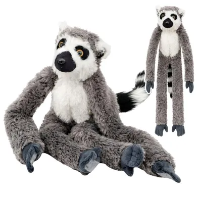 Lean Toys, lemur z długimi łapkami na rzepy, maskotka, 35 cm