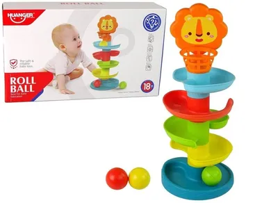 Lean Toys, Lew, edukacyjna zjeżdżalnia piłeczek, sorter