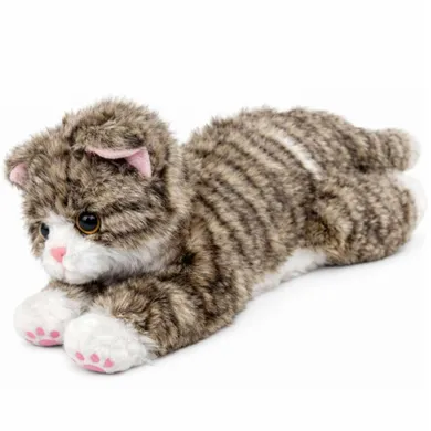 Lean Toys, leżący kotek, maskotka, beżowy, 38 cm