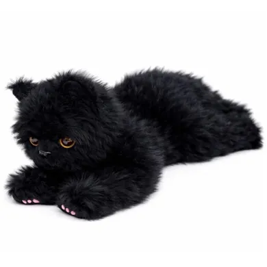 Lean Toys, leżący kotek, maskotka, czarny, 38 cm