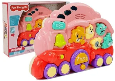 Lean Toys, lokomotywa ze zwierzętami, zabawka interaktywna