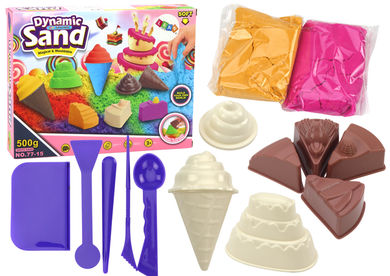 Lean Toys, magiczny piasek z foremkami, zestaw kreatywny, lody, 8 szt.