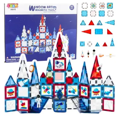 Lean Toys, magnetyczne klocki konstrukcyjne, 90 elementów