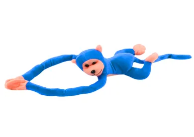 Lean Toys, małpka, maskotka interaktywna, niebieska, 80 cm