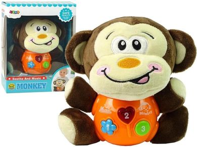 Lean Toys, małpka, zabawka interaktywna, dźwięk, kołysanka