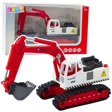 Lean Toys, metalowa koparka gąsienicowa, interaktywny pojazd budowlany