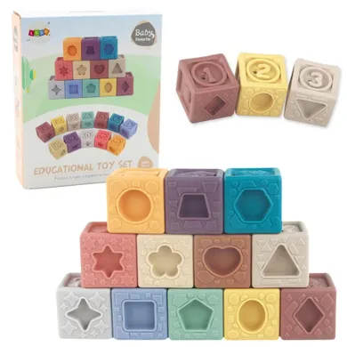 Lean Toys, miękkie klocki sensoryczne, 12 szt.