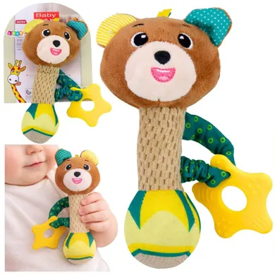 Lean Toys, miś, grzechotka pluszowa z gryzakiem
