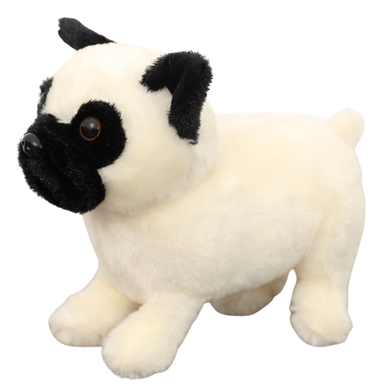 Lean Toys, Mops, maskotka, biały, 19 cm
