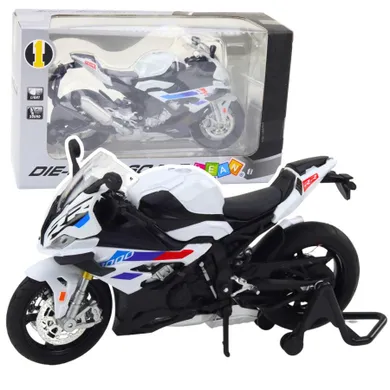 Lean Toys, motocykl, pojazd interaktywny, metalowy, biały, 1:12