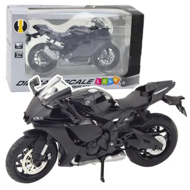 Lean Toys, motocykl, pojazd interaktywny, metalowy, czarno-srebrny, 1:12